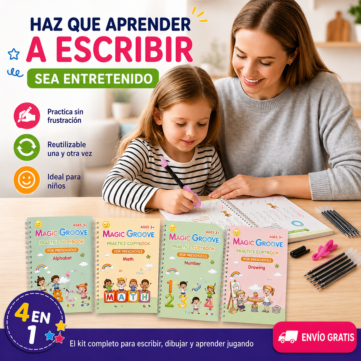 Kit x 4 libros Magicos de Caligrafia