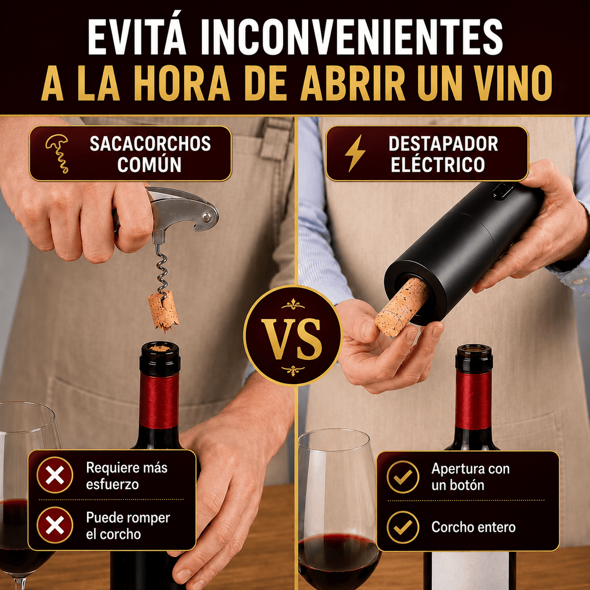 Destapador de Vinos Eléctrico - Destapa tu vino con un solo clic