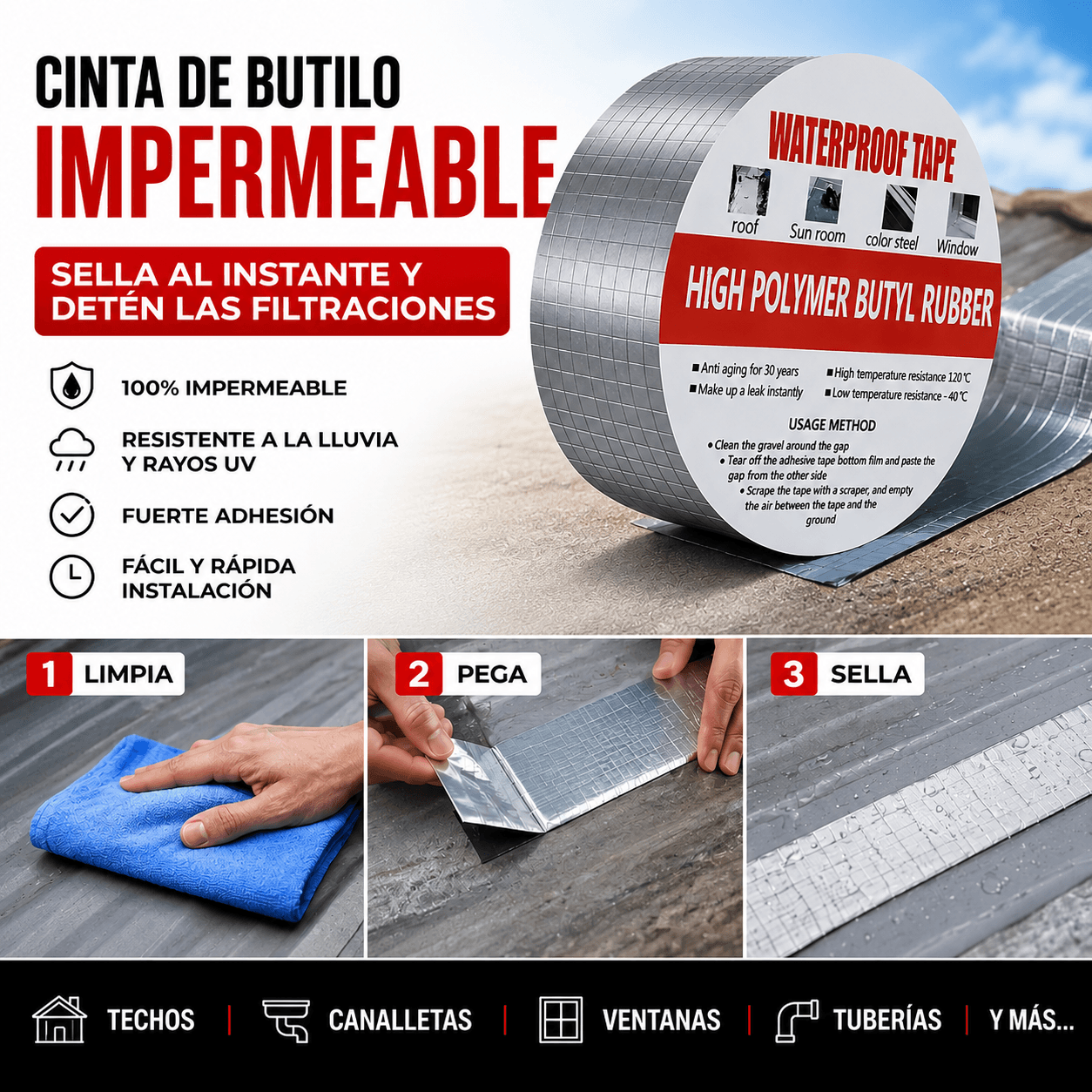 CINTA IMPERMEABLE(5X5) POR 2