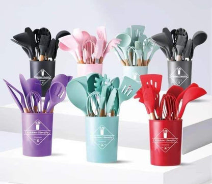 SET 12 UTENSILIOS PARA COCINA DE SILICONA