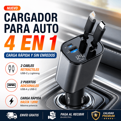 CARGADOR PARA AUTO RETRÁCTIL 4 EN 1