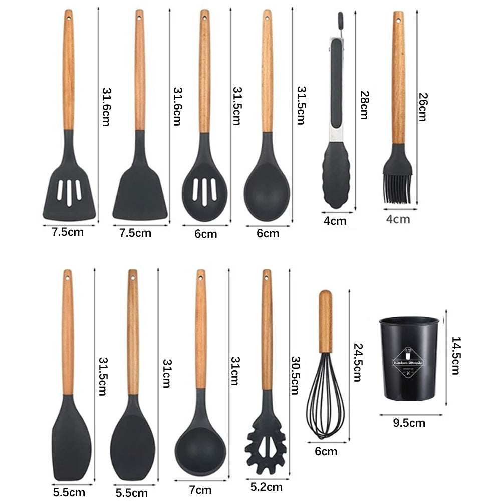 SET 12 UTENSILIOS PARA COCINA DE SILICONA