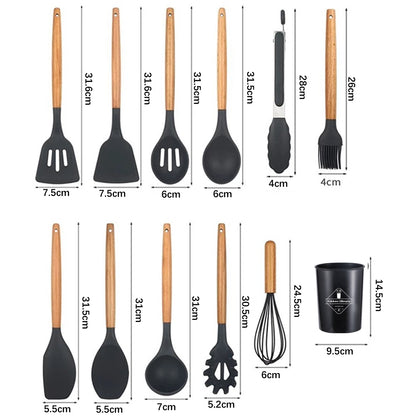 SET 12 UTENSILIOS PARA COCINA DE SILICONA